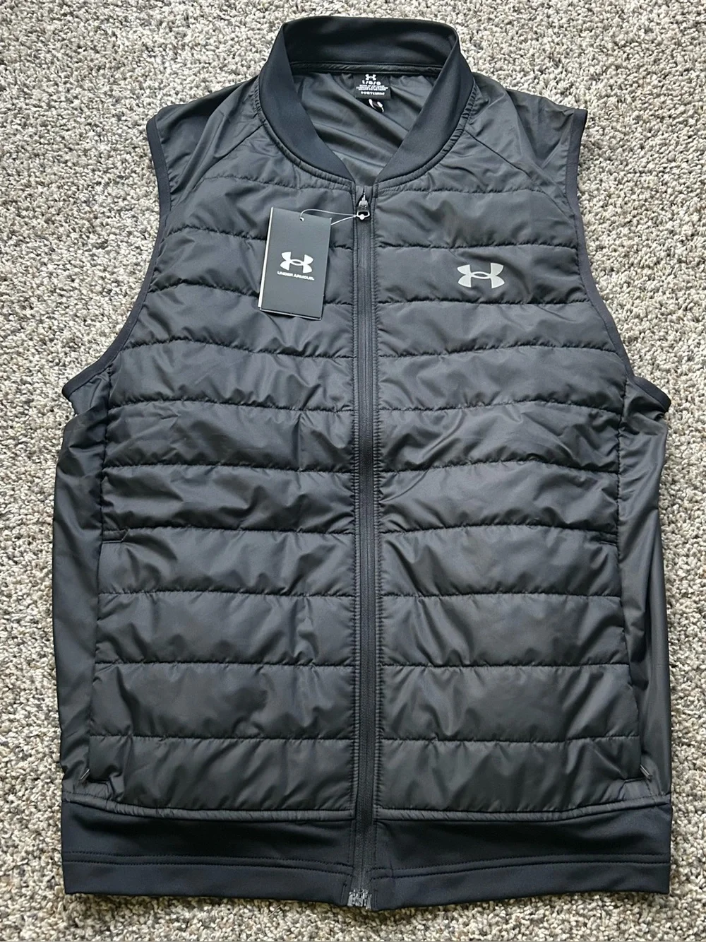 Under Armour Launch Insulated Running Vest Men's Large Black Full Zip 1380870